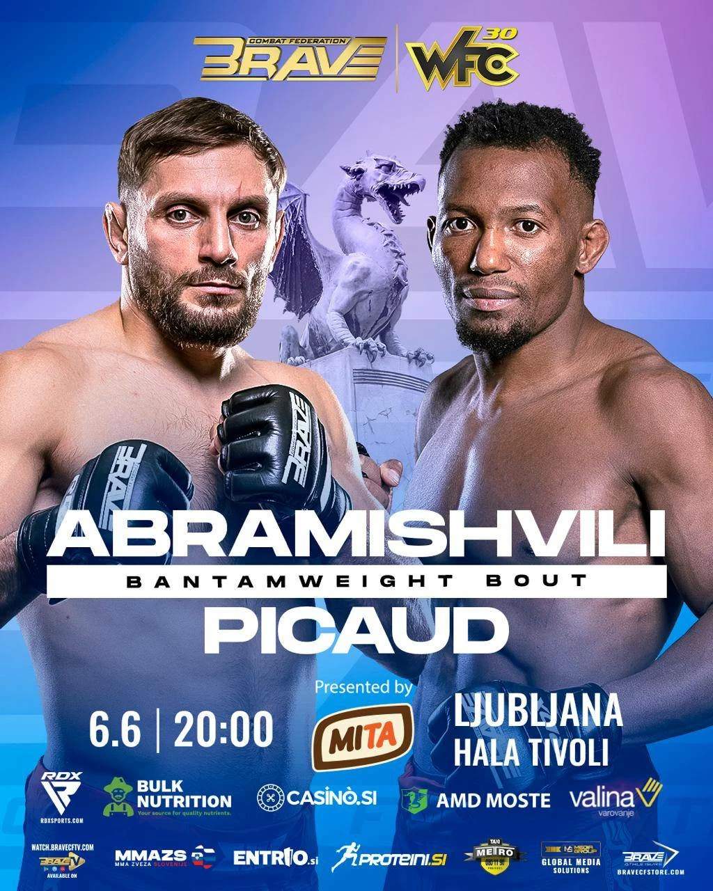 أبراميشفيلي يلاقي بيكو في مواجهة مرتقبة ضمن BRAVE CF بسلوفينيا 