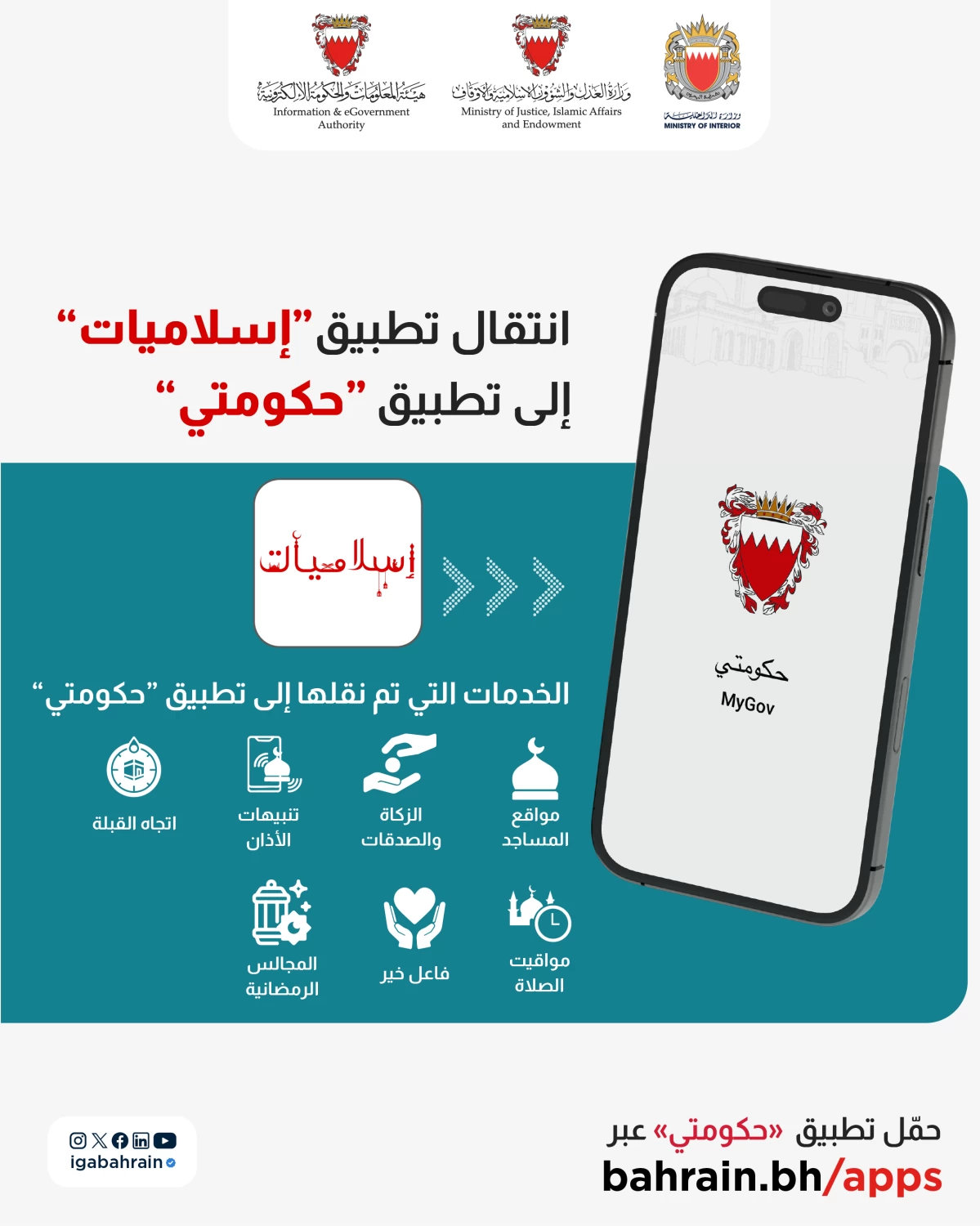 «الحكومة الإلكترونية»: نقل جميع خدمات «إسلاميات» إلى «حكومتي» 